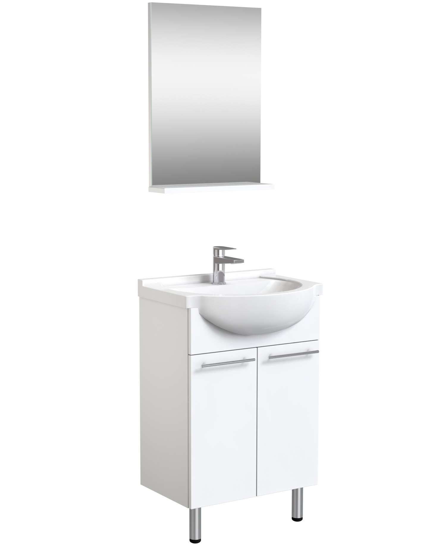 (Komplett-Set, und Quadro, bestehend welltime Spiegel Waschtisch in1, aus Waschbecken), Ablage Waschtisch incl. 2-St., mit Spiegel, Badezimmer-Set 2