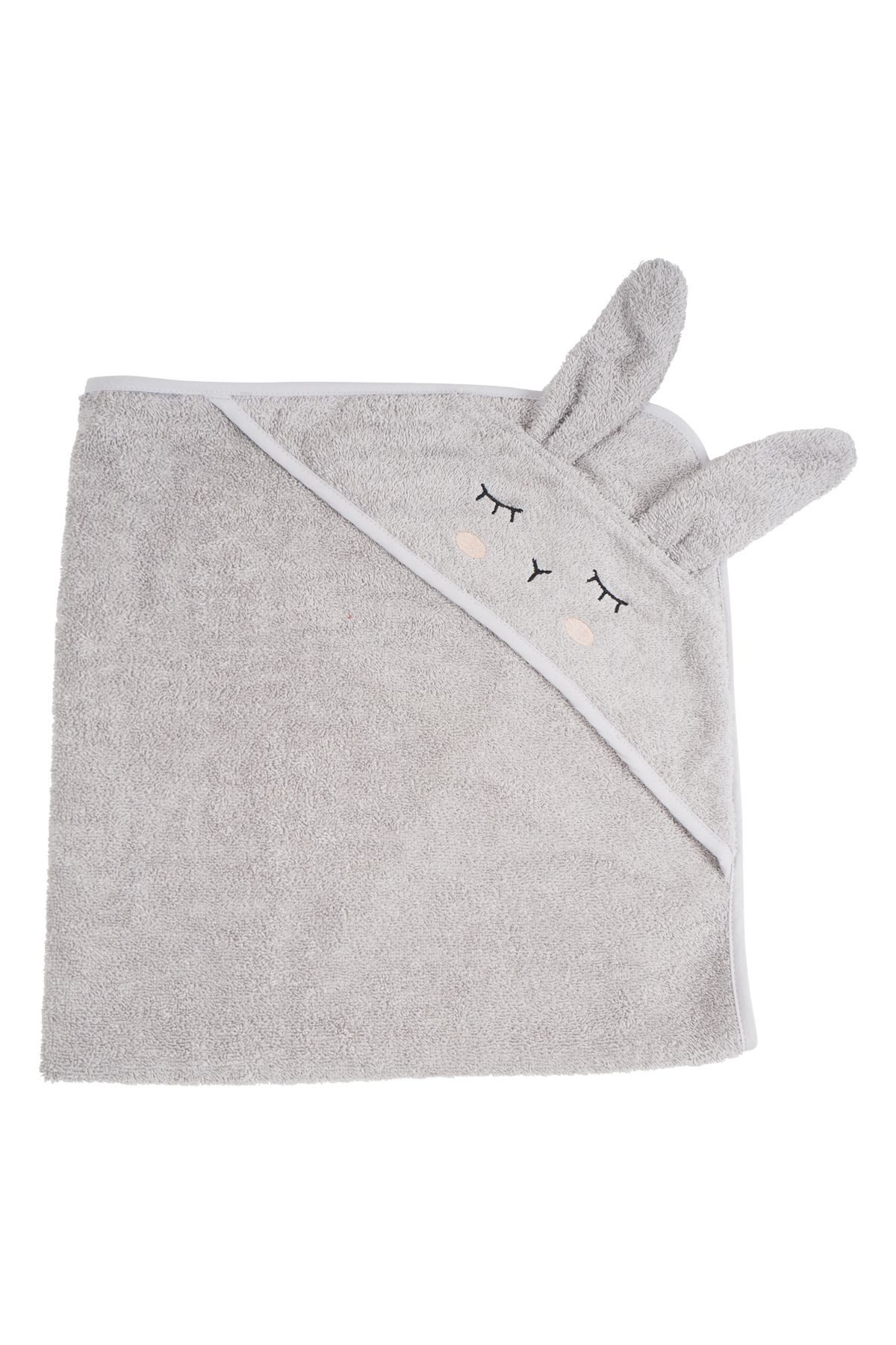 kikadu Badeponcho Kapuzen-Handtuch Hase Silbergrau, kuschelig weich Bio-Baumwolle
