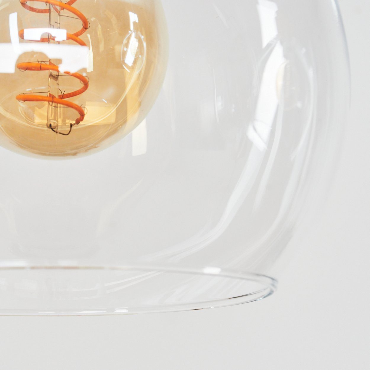 hofstein Pendelleuchte »Pantaniello« Hängeleuchte aus mit in Echtglas ohne Höhe 118cm, Metall/Glas Schirmen Leuchtmittel, max. 3xE27 Natur/Chromfarben/Klar, aus Pendellampe (20cm)