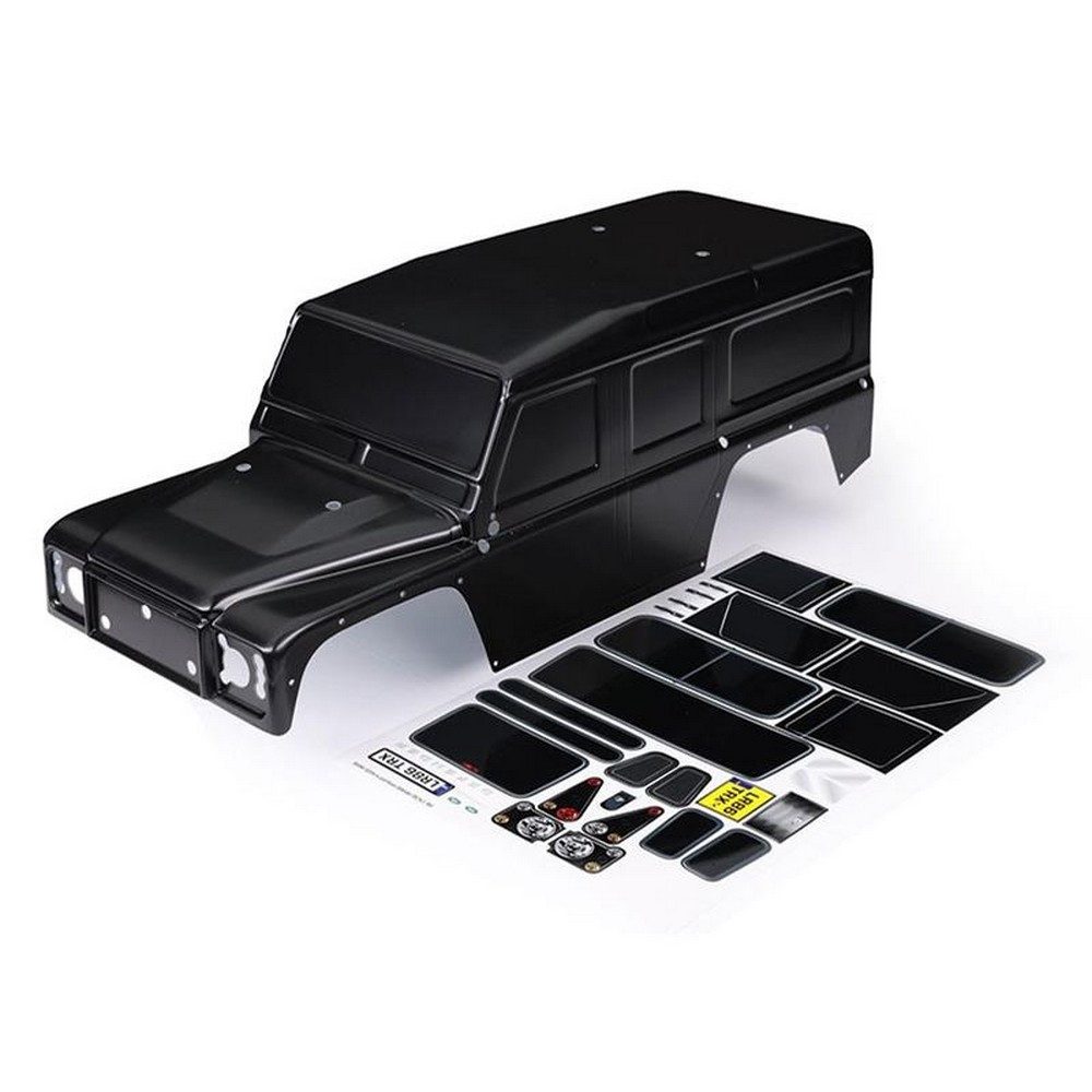 Modellbausatz Karosserie Land Rover Defender schwarz mit Aufkleber TRX-8011-BLK