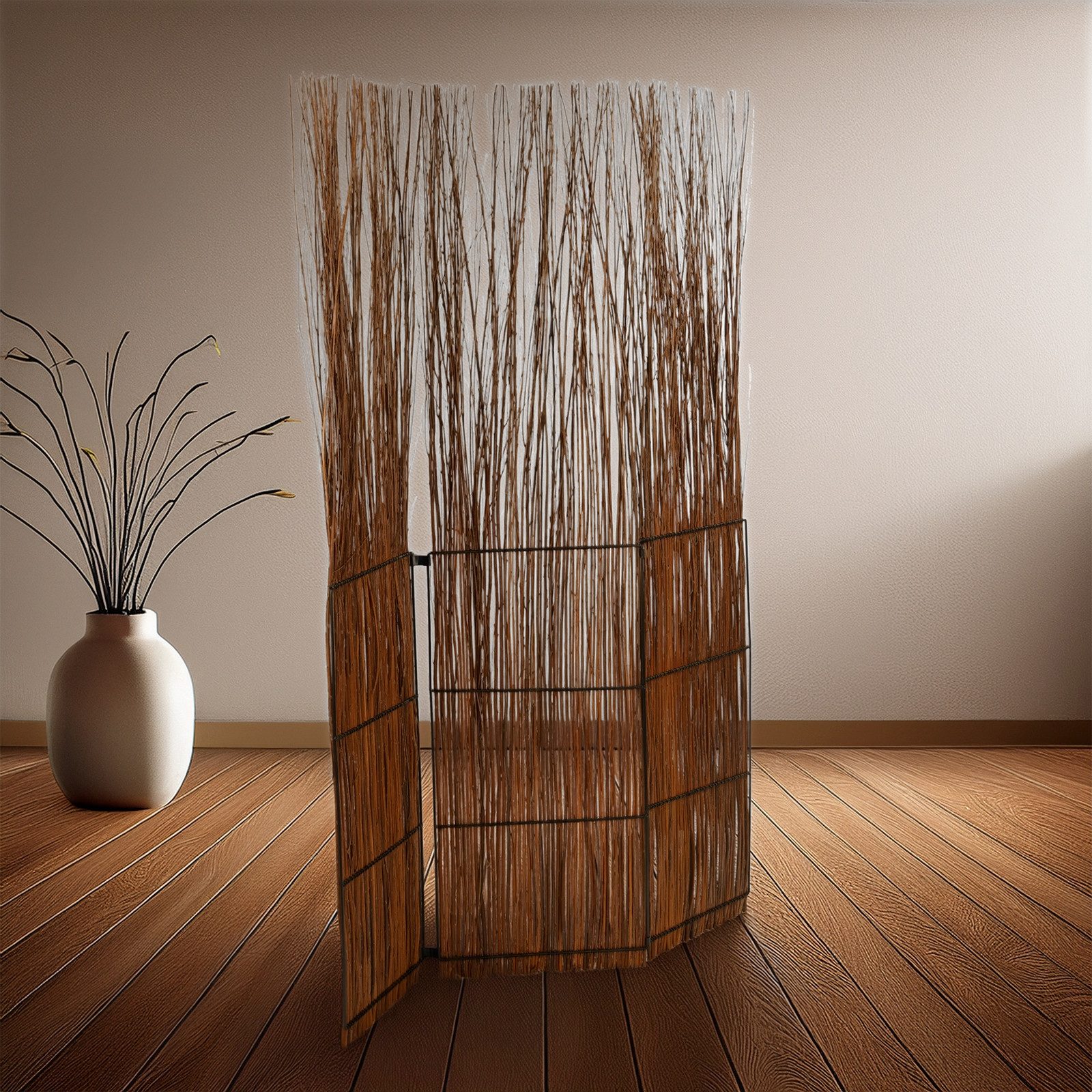 DESIGN DELIGHTS Paravent Raumteiler "NATURE" Paravent aus Weidenholz mit Rinde naturbelassen