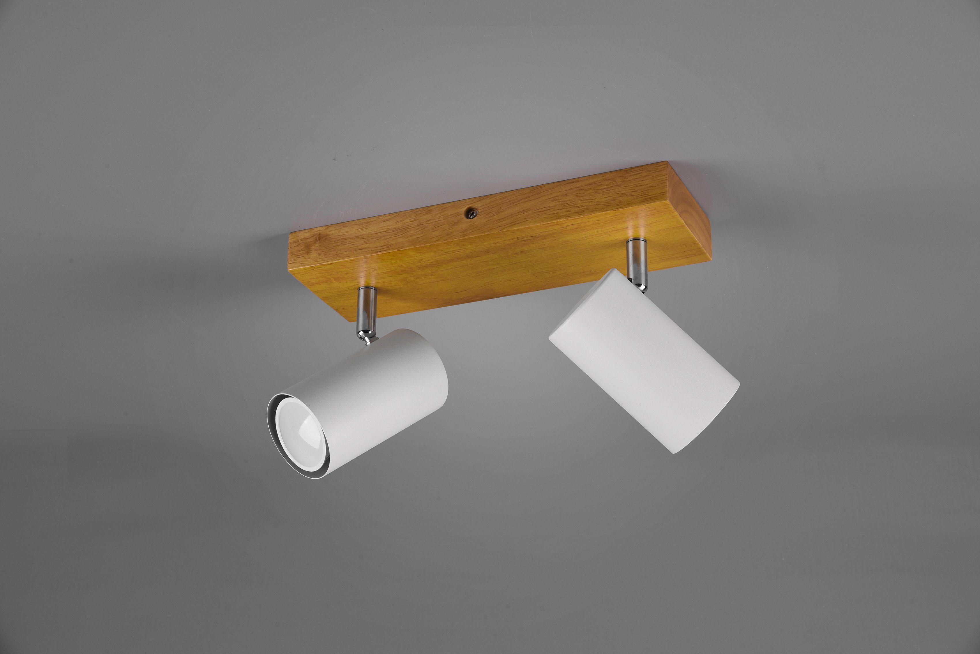 TRIO Leuchten Deckenstrahler Marley, ohne Leuchtmittel, mit Holz Baldachin, Strahler dreh- und schwenkbar