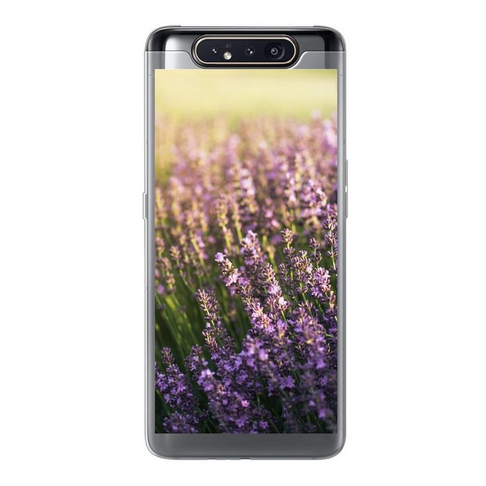 MuchoWow Handyhülle Lavendel auf einem Feld Phone Case Handyhülle Samsung Galaxy A80 Silikon Schutzhülle