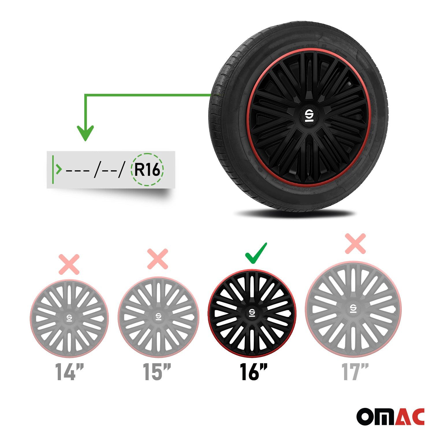 OMAC Radkappen Sparco 14 Zoll Roma Silber Grau 4tlg, (4-St) Einfache Installation, Haltbar