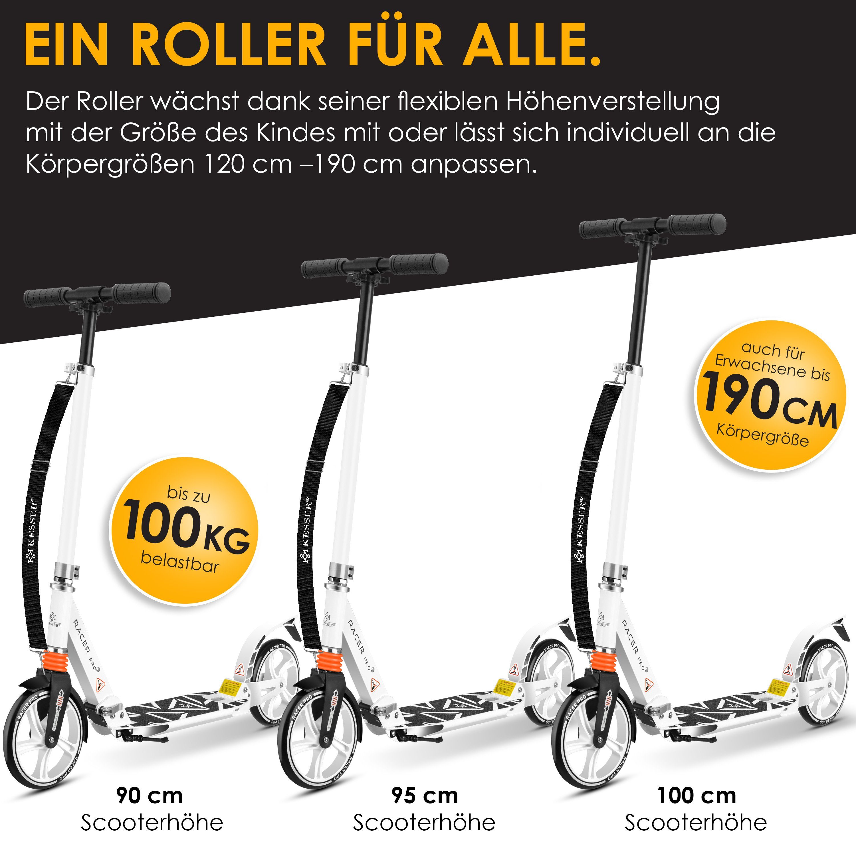 KESSER Scooter, Cityroller Scooter 205mm Räder PU Big Wheel Pro-S Tretroller