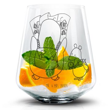 Mr. & Mrs. Panda Cocktailglas Pinguin & Maus Wanderer - Transparent - Geschenk, Abenteurer, Cocktai, Premium Glas, Personalisierbar