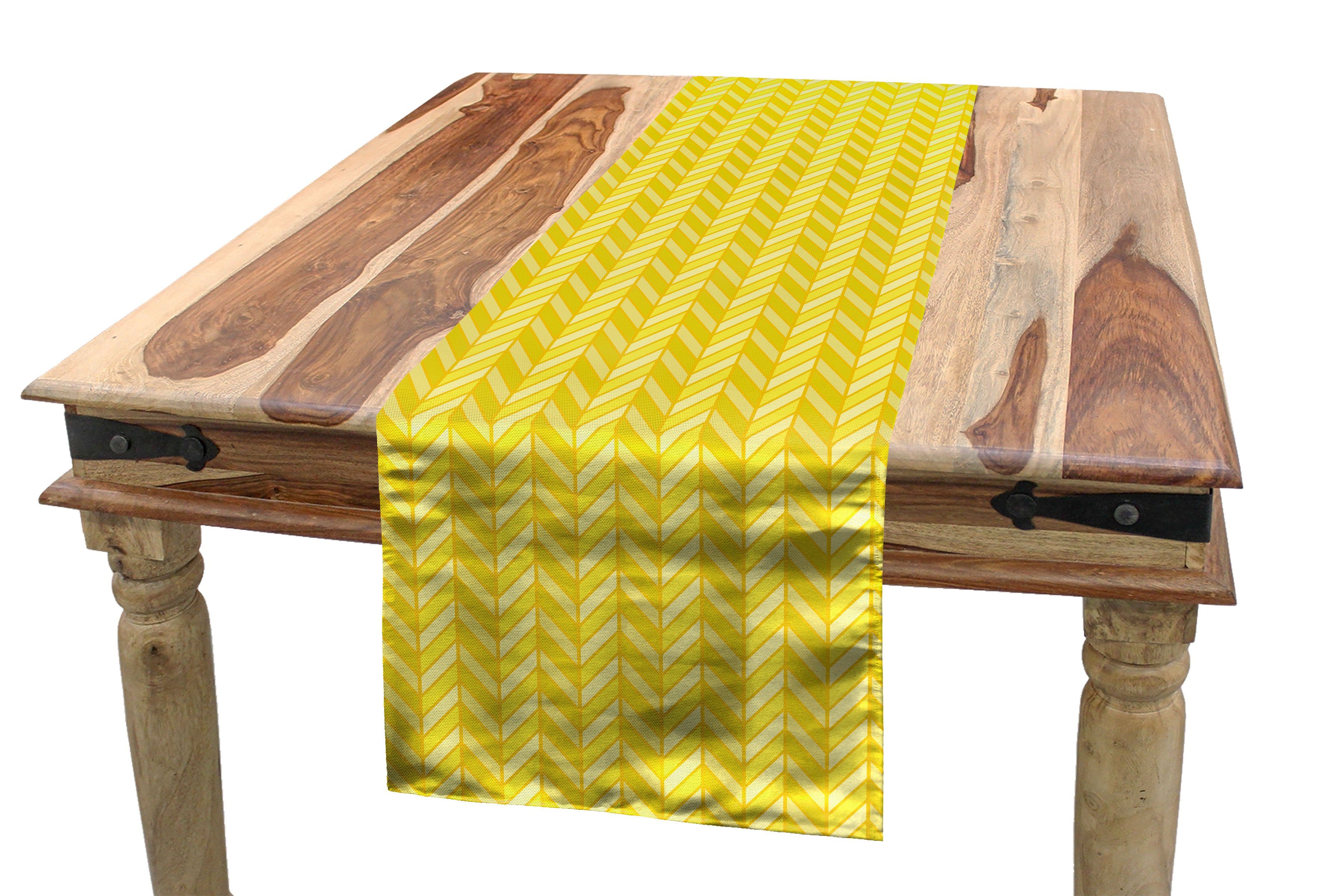 Chevron Rechteckiger Tischläufer Vertikal Dekorativer Yellow Retro Esszimmer Abakuhaus Küche Tischläufer,