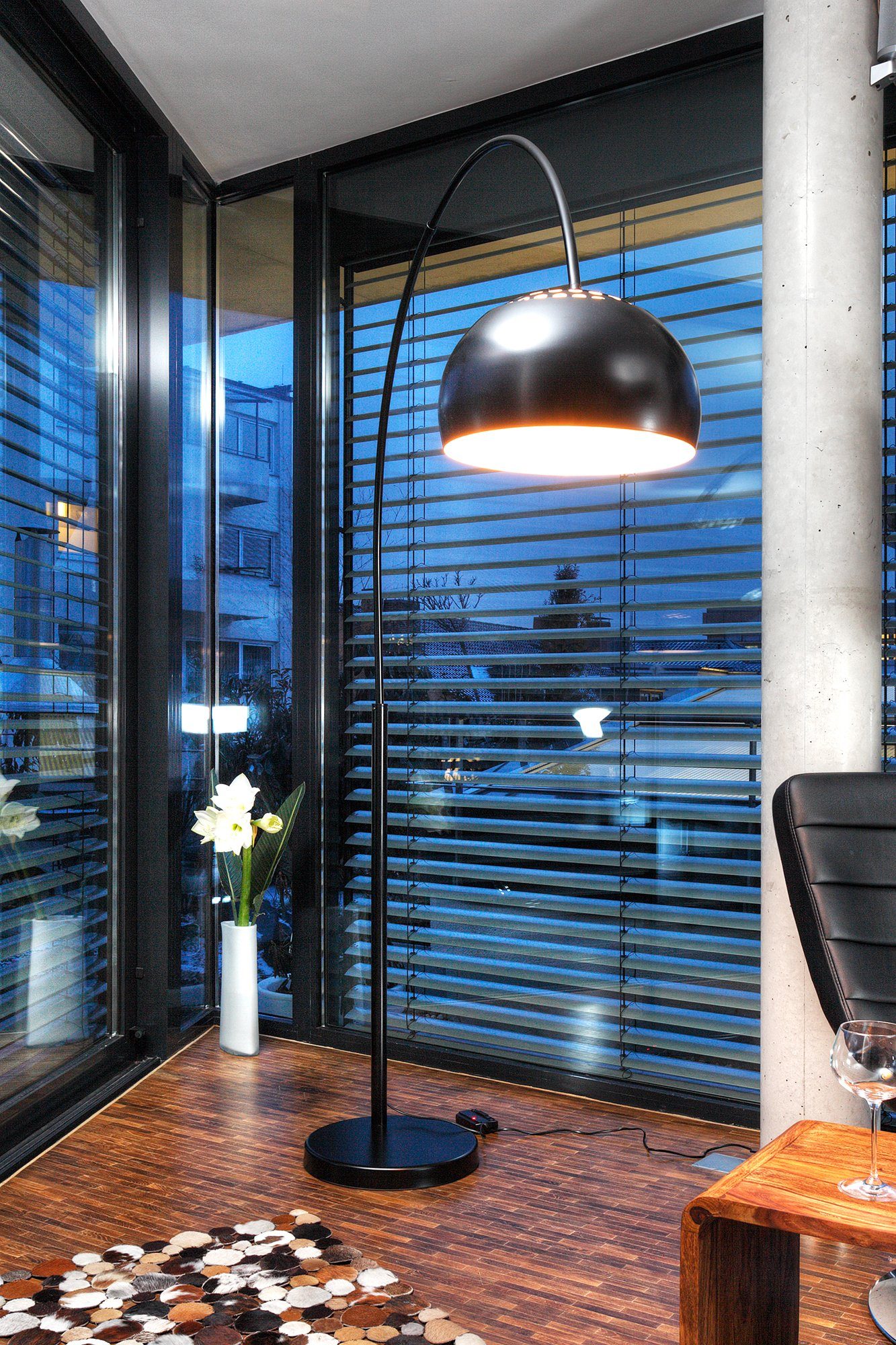 SalesFever Bogenlampe Tinus, Dimmer, ohne Leuchtmittel, mit Dimmschalter, echter Marmorfuß