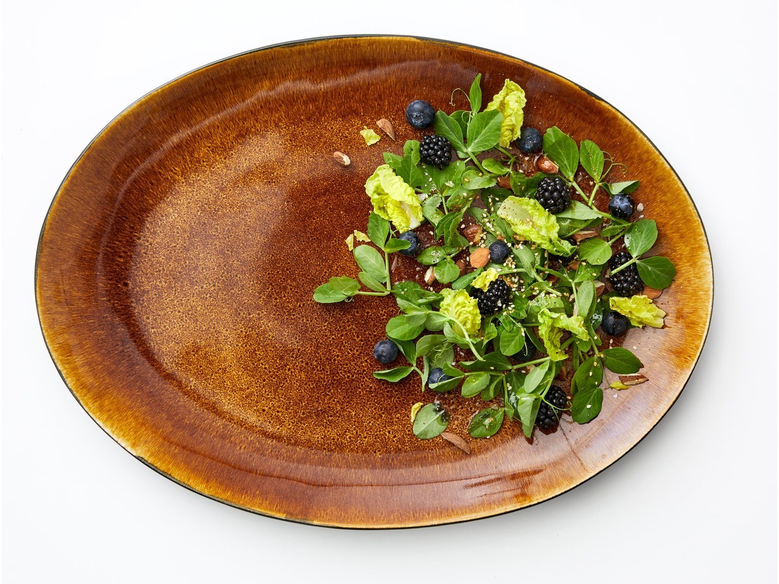 Bitz Servierplatte Servierplatte oval black/amber 45 x 34 cm, Steinzeug, (Platten), Platte oval 45x34 cm Steinzeug Schwarz/Amber