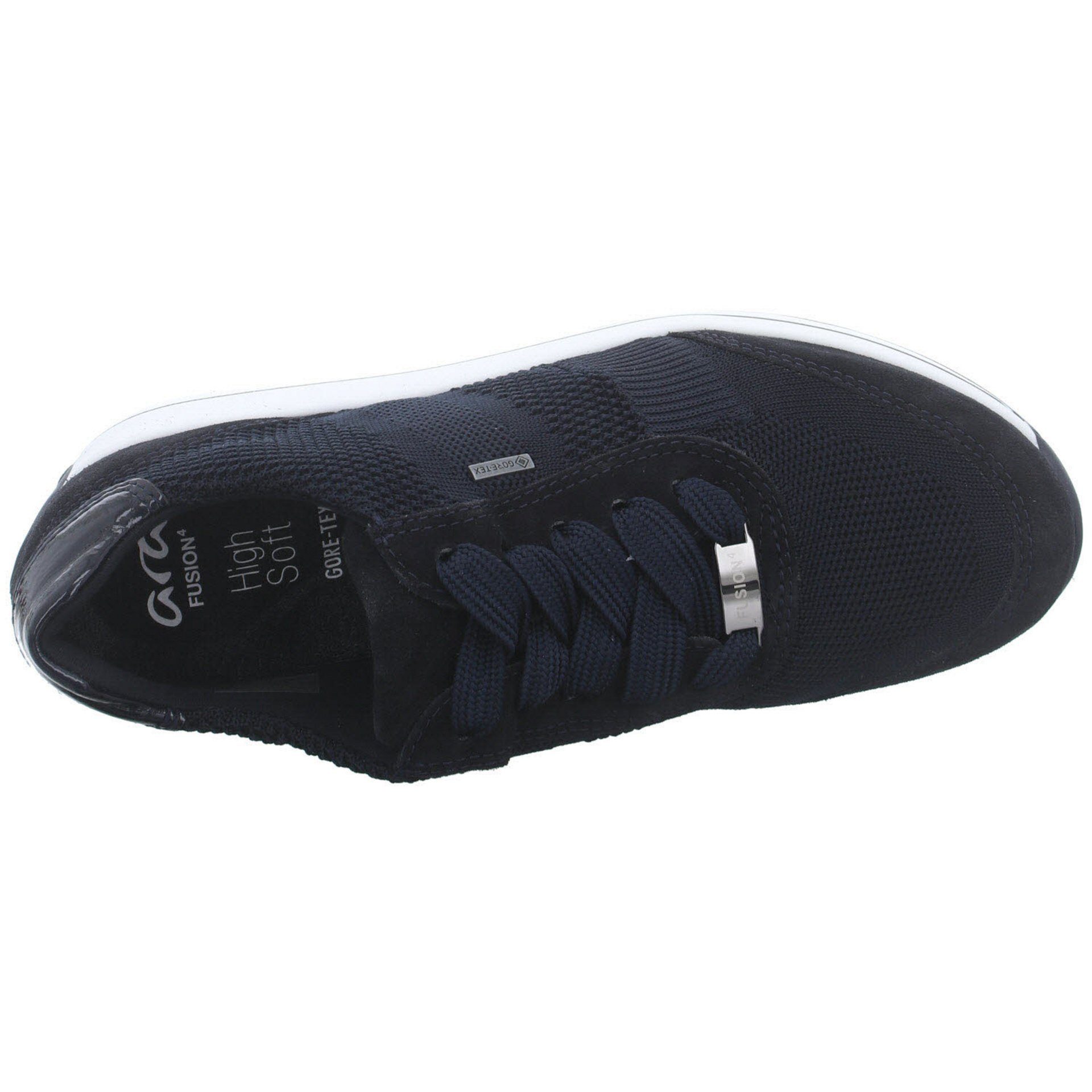 Ara Damen Sneaker Schuhe Schnürschuh dunkel blau Leder-/Textilkombination