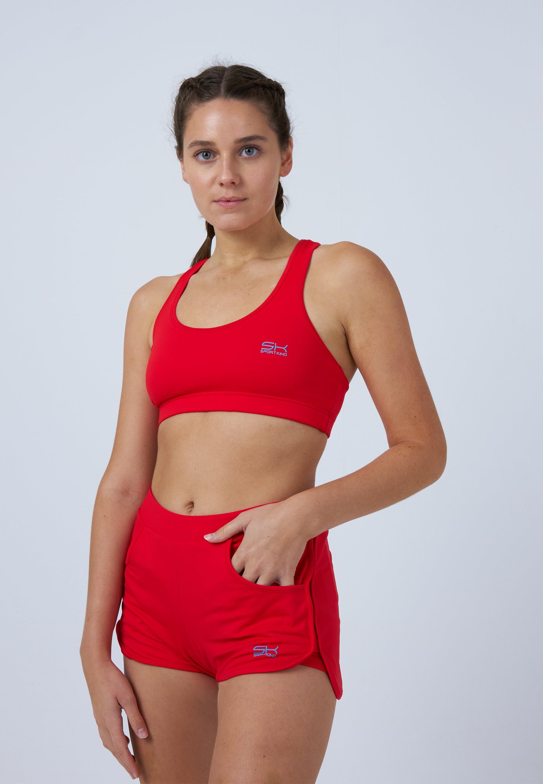 SPORTKIND rot & Funktionsshorts Sport 2-in-1 Shorts Damen Tennis Mädchen