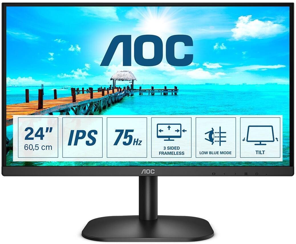 AOC AOC 24B2XDA LED-Monitor (1.920 x 1.080 Pixel (16:9), 4 ms Reaktionszeit, 75 Hz, IPS Panel)