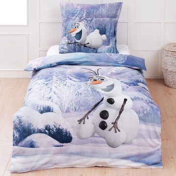 Kinderbettwäsche Frozen Bettwäsche Die Eiskönigin Olaf Der Schneemann Linon / Renforcé, BERONAGE, 100% Baumwolle, 2 teilig, 135x200 + 80x80 cm