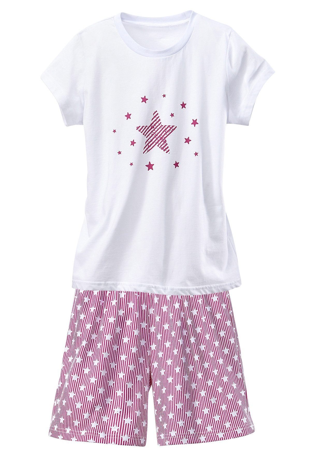 4 (Set, auf 2 petite und den Hosen tlg., fleur Shorty Stück) Shirts Sternendruck modischer