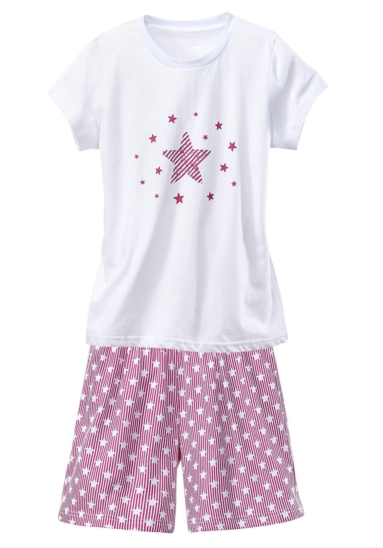 petite fleur Pyjama (Set, 4 tlg., 2 Stück) modischer Sternendruck auf den Shirts und Hosen