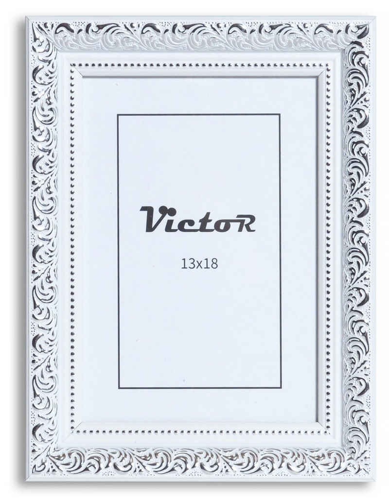 Victor (Zenith) Bilderrahmen »Rubens«, 13x18 cm, in weiss silber,  Leiste: 30x20m, Barock, Echtglas, antiker Bilderrahmen