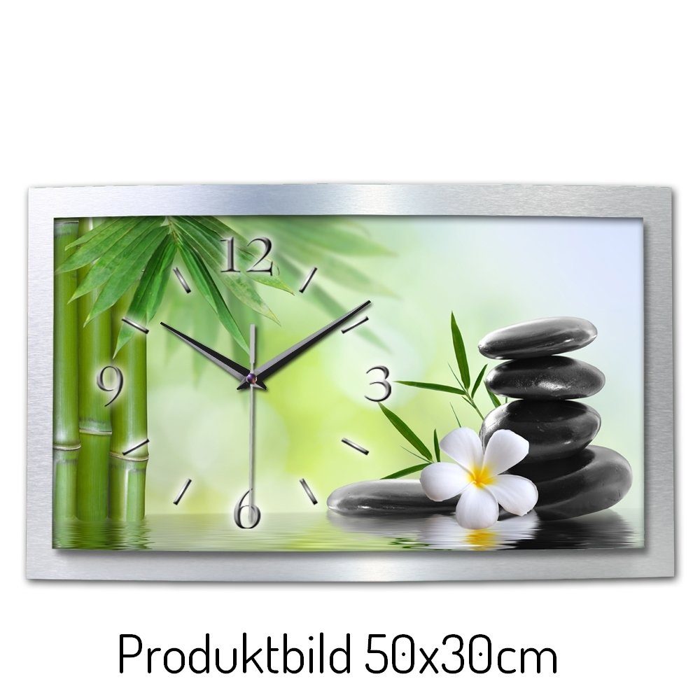 Funkwanduhr 3D Designer-Wanduhr „Zen Stones“ aus gebürstetem Aluminium