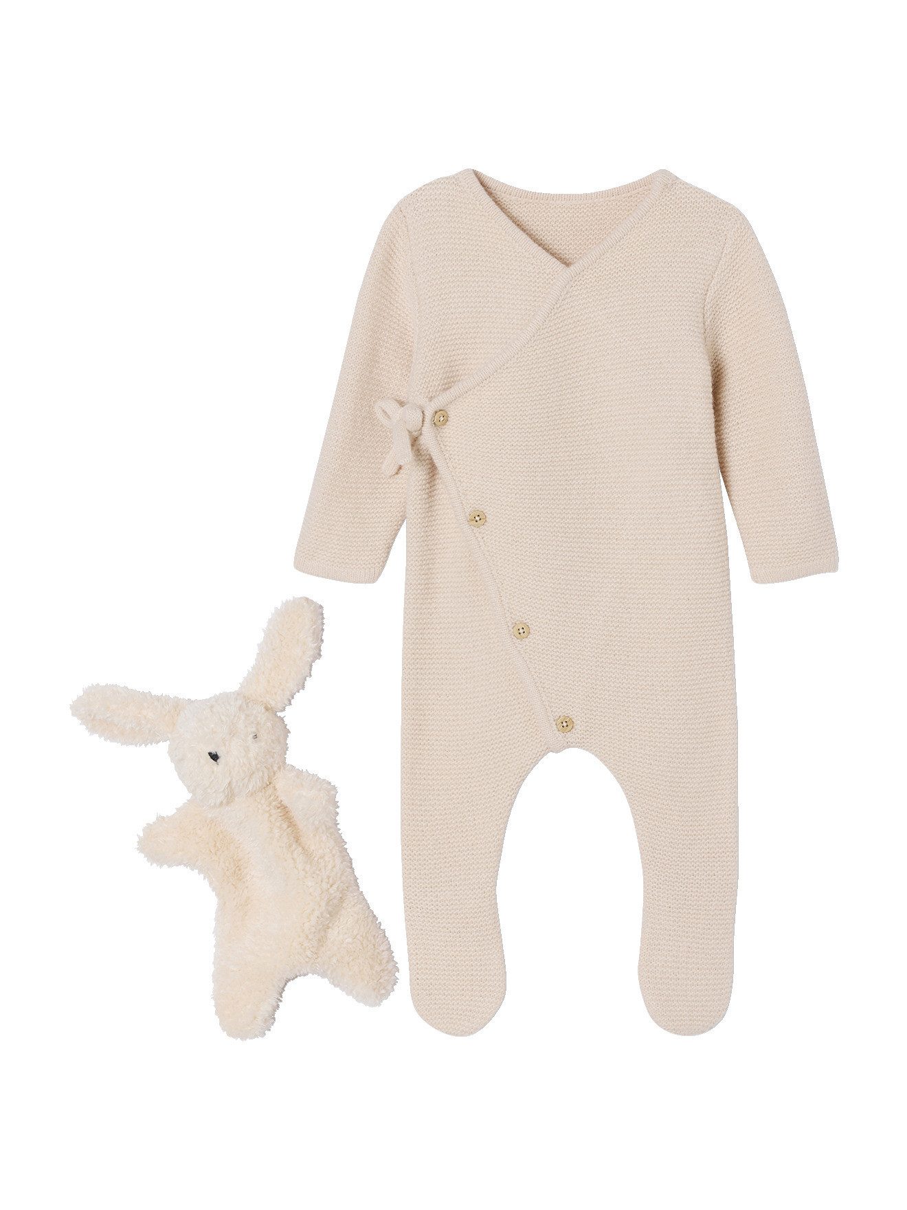 vertbaudet Strampler Baby Geschenk-Set: Overall, Mütze & Plüschhase