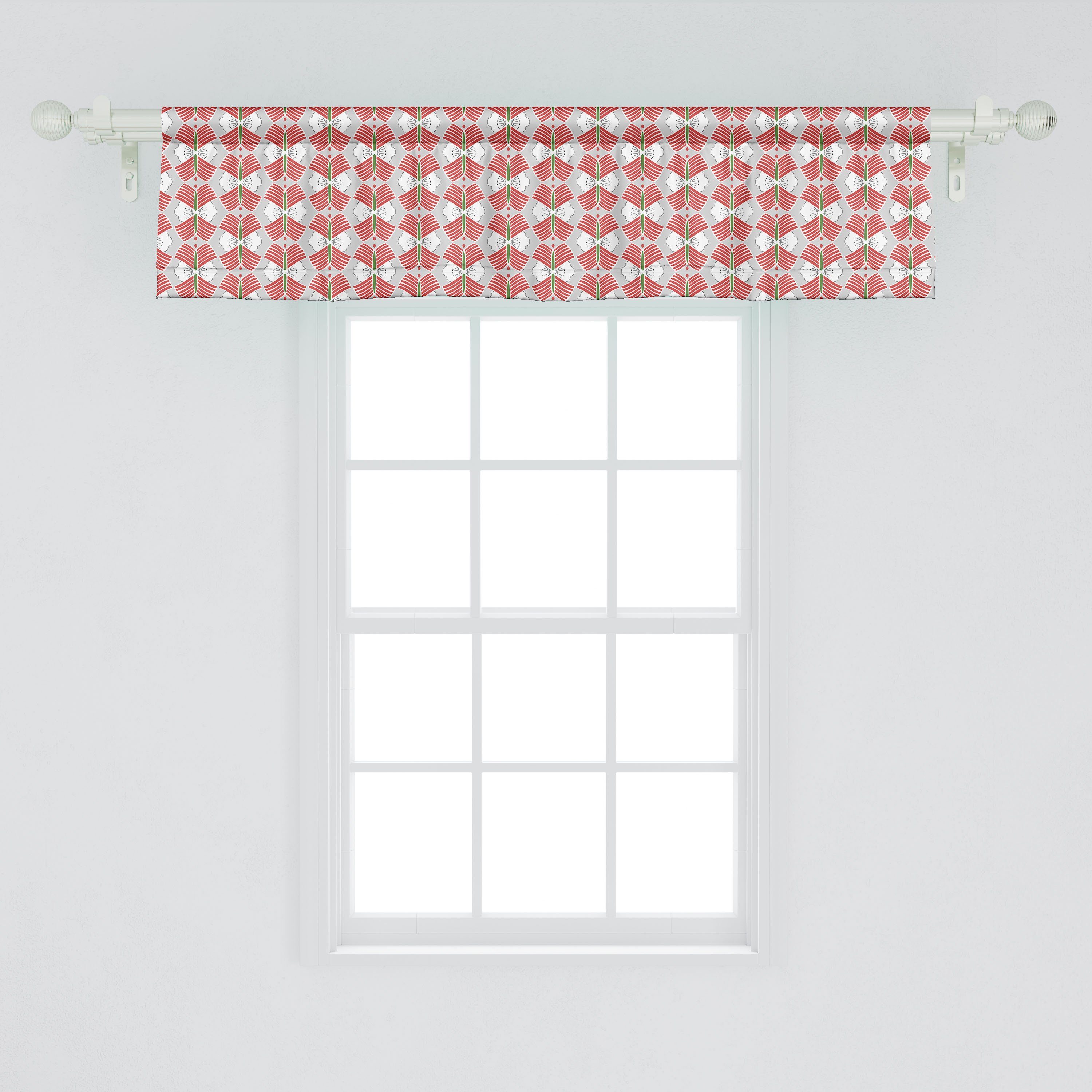Scheibengardine Vorhang Volant für Küche Ornament Kultur mit Abstrakt Dekor Microfaser, Forms Stangentasche, Abakuhaus, Schlafzimmer