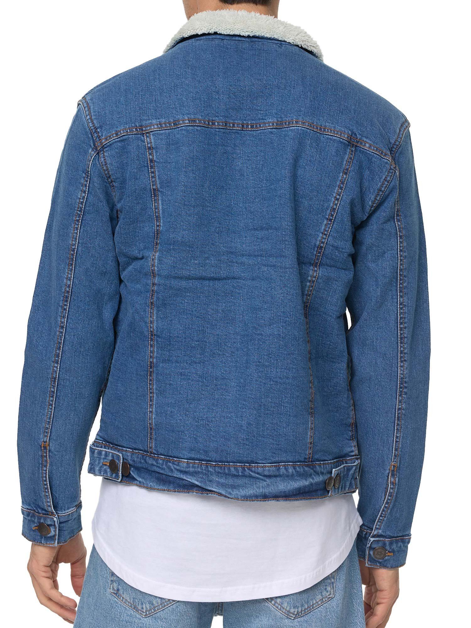 Tazzio Jeansjacke A400 Jeans mit Fellkragen Jacke blau