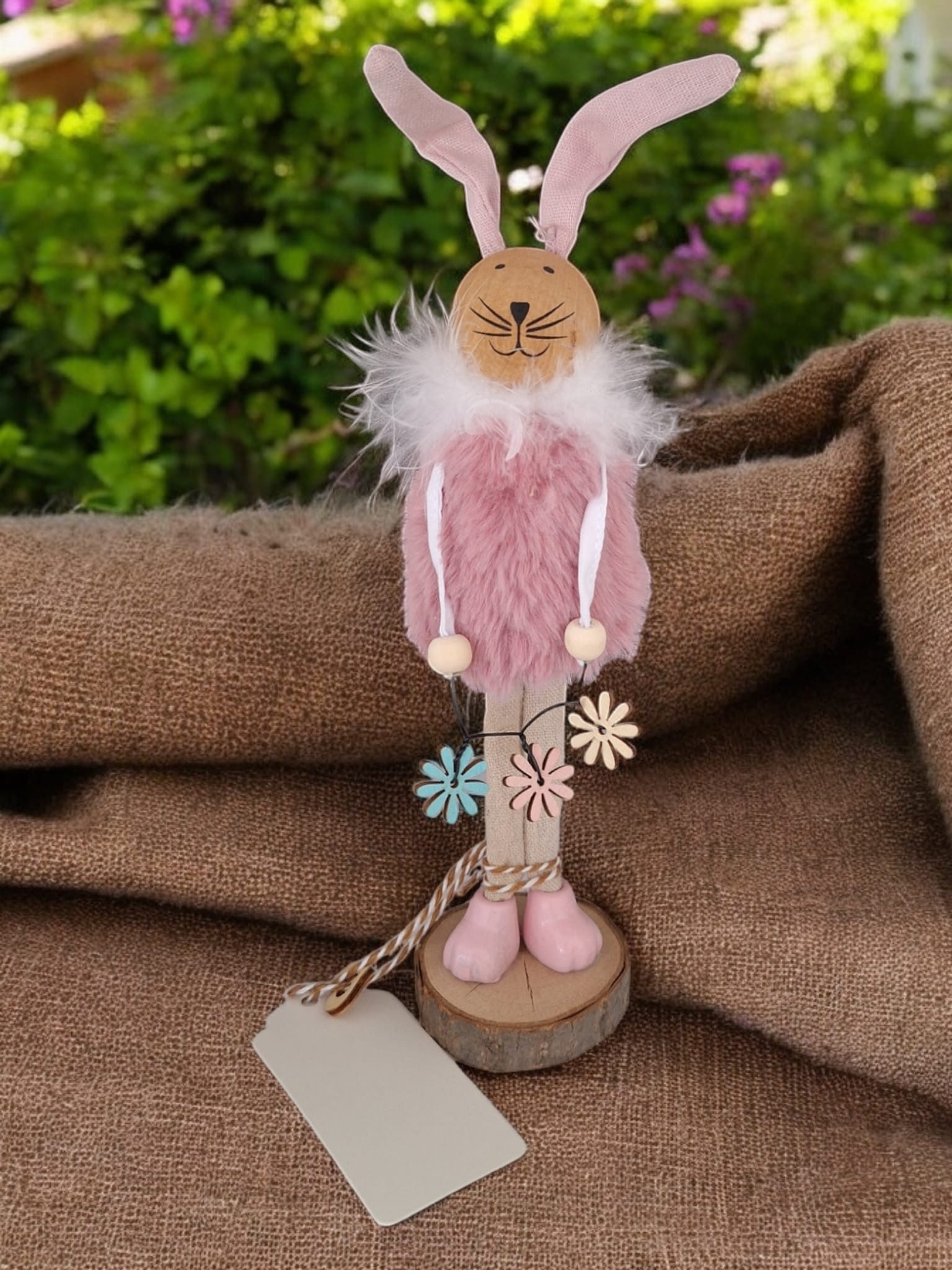 Osterhase Osterhasenfigur rosa Kunstfell Hase Ostern 31 cm