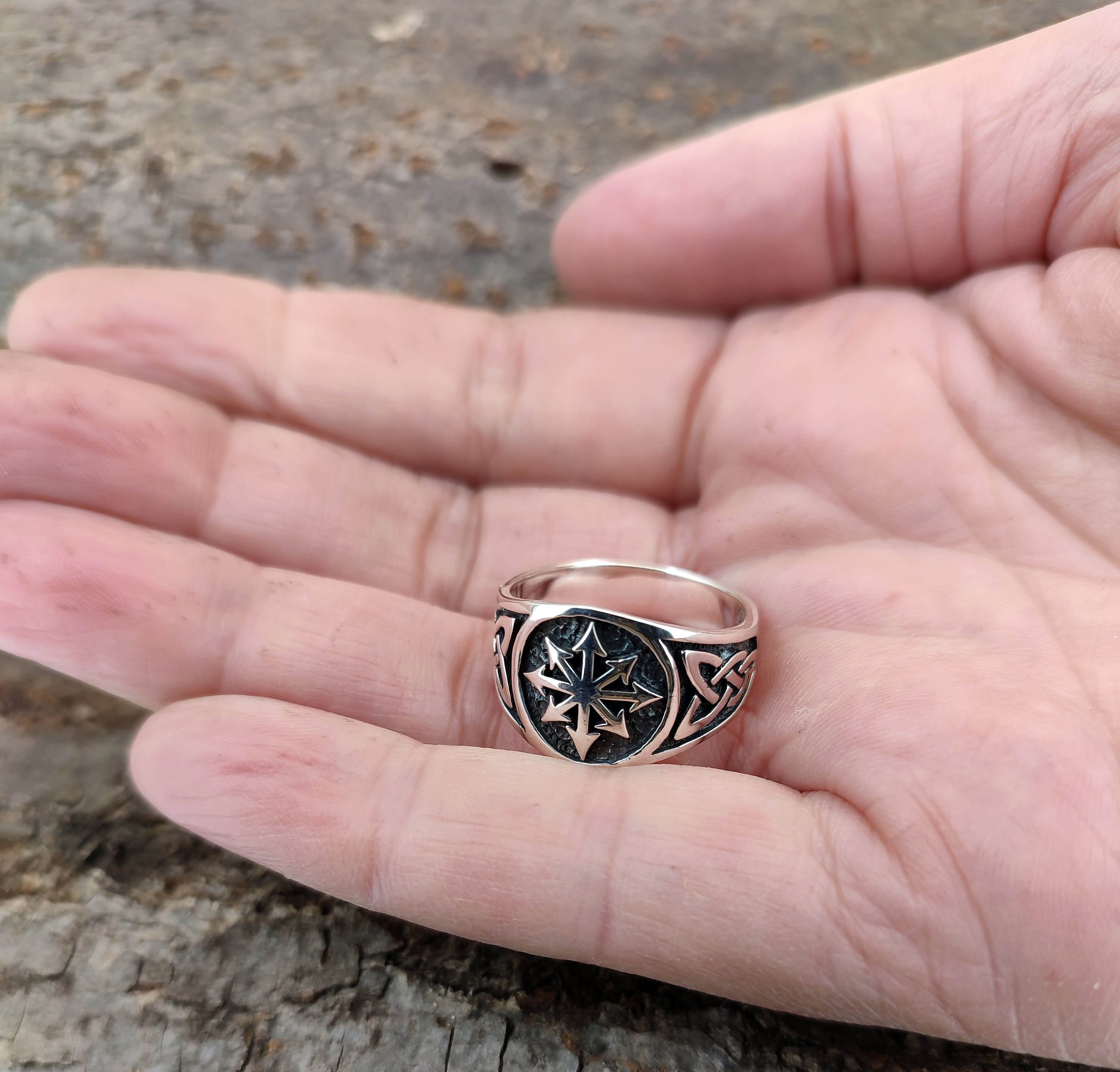 Kiss of Leather Silberring Ring Fingerring Chaosstern, Gr. 52-76 Chaos Stern Magie