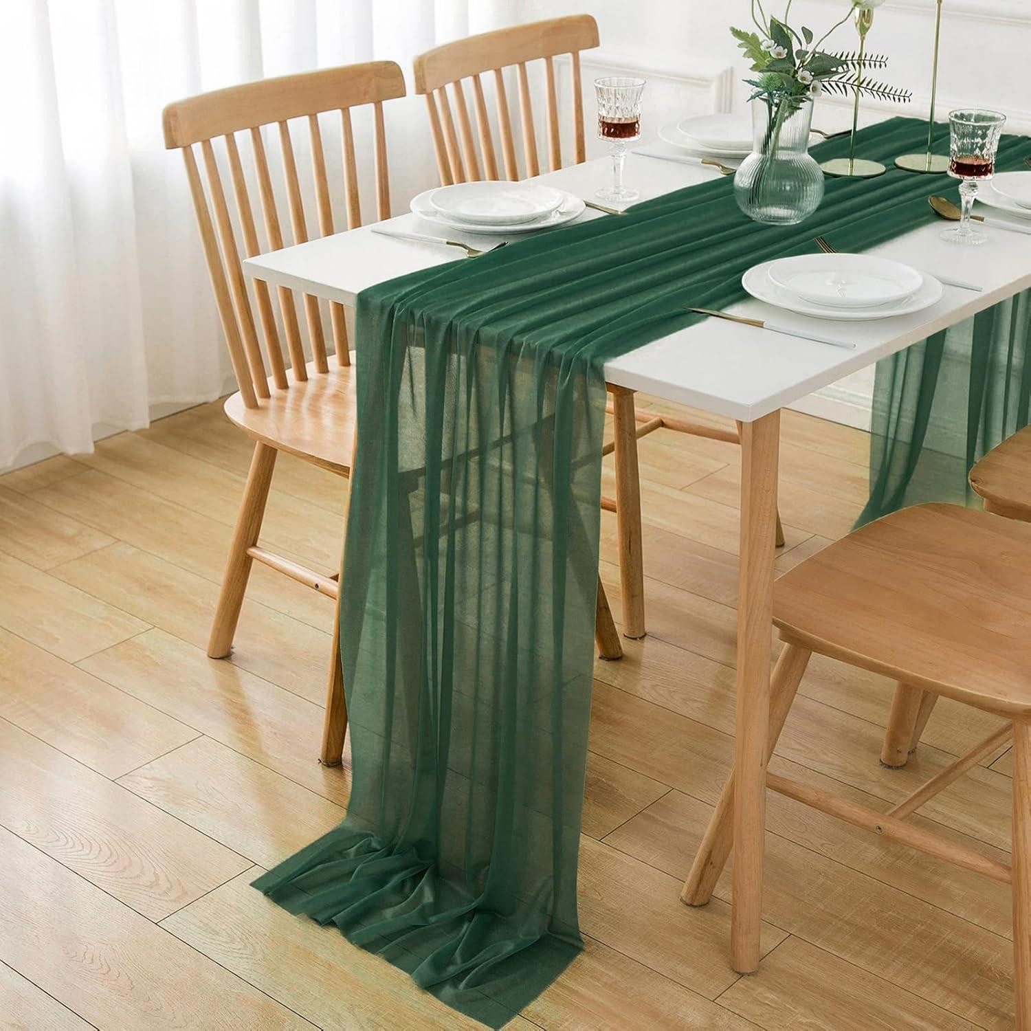LuxusKollektion Tischläufer Tischläufer Chiffon Tüll Dunkelgrün Hochzeit 3m Dunkelgrün 70 x 300 cm