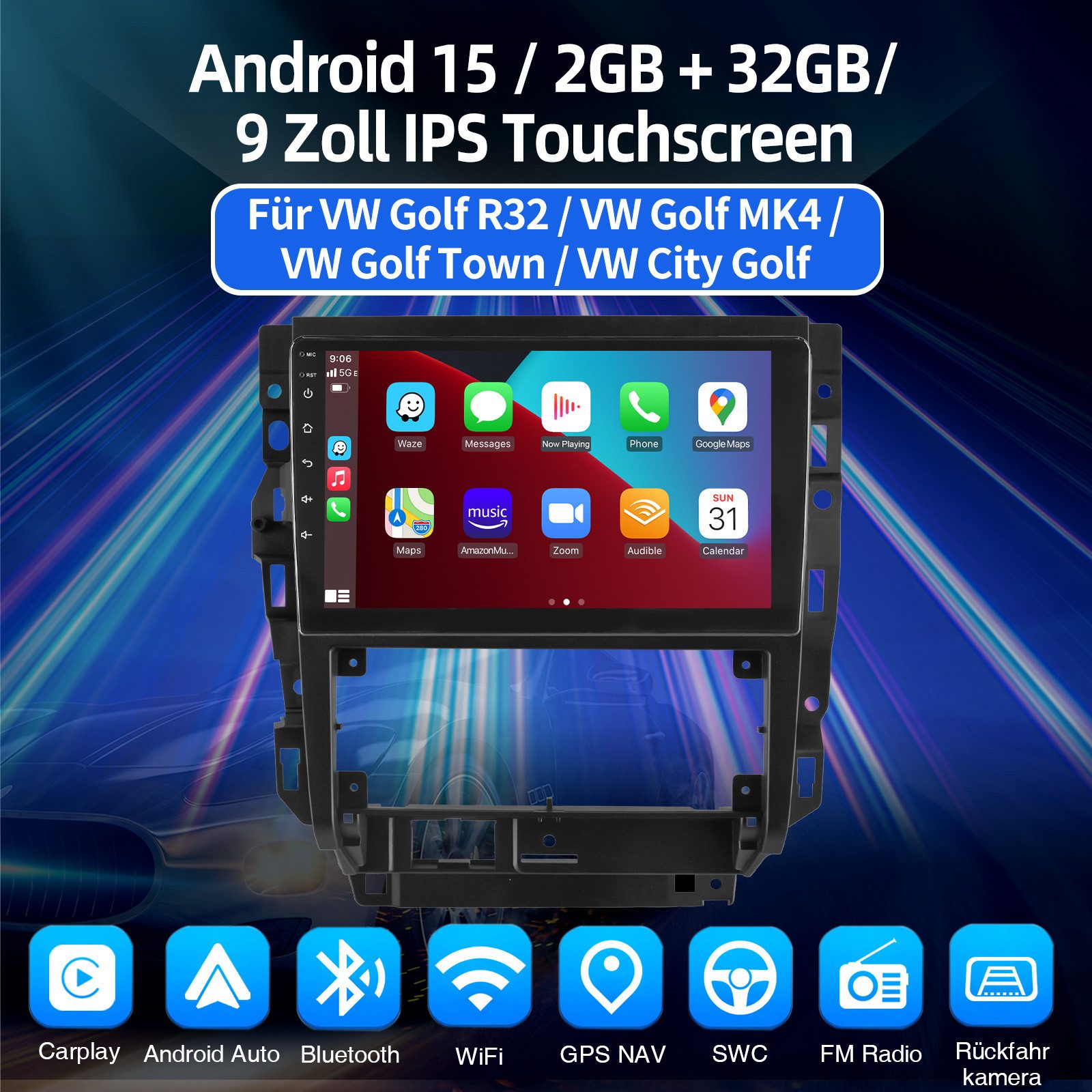 ESSGOO DAB+ Android15 Autoradio für VW Golf 4 MK4 1997-03 Carplay GPS Navi BT Autoradio (RDS, 4+64GB(optional), Digitalradio (DAB), FM, AM, Carplay Android Auto Bluetooth EQ USB GPS Navi WIFI Touchscreen)