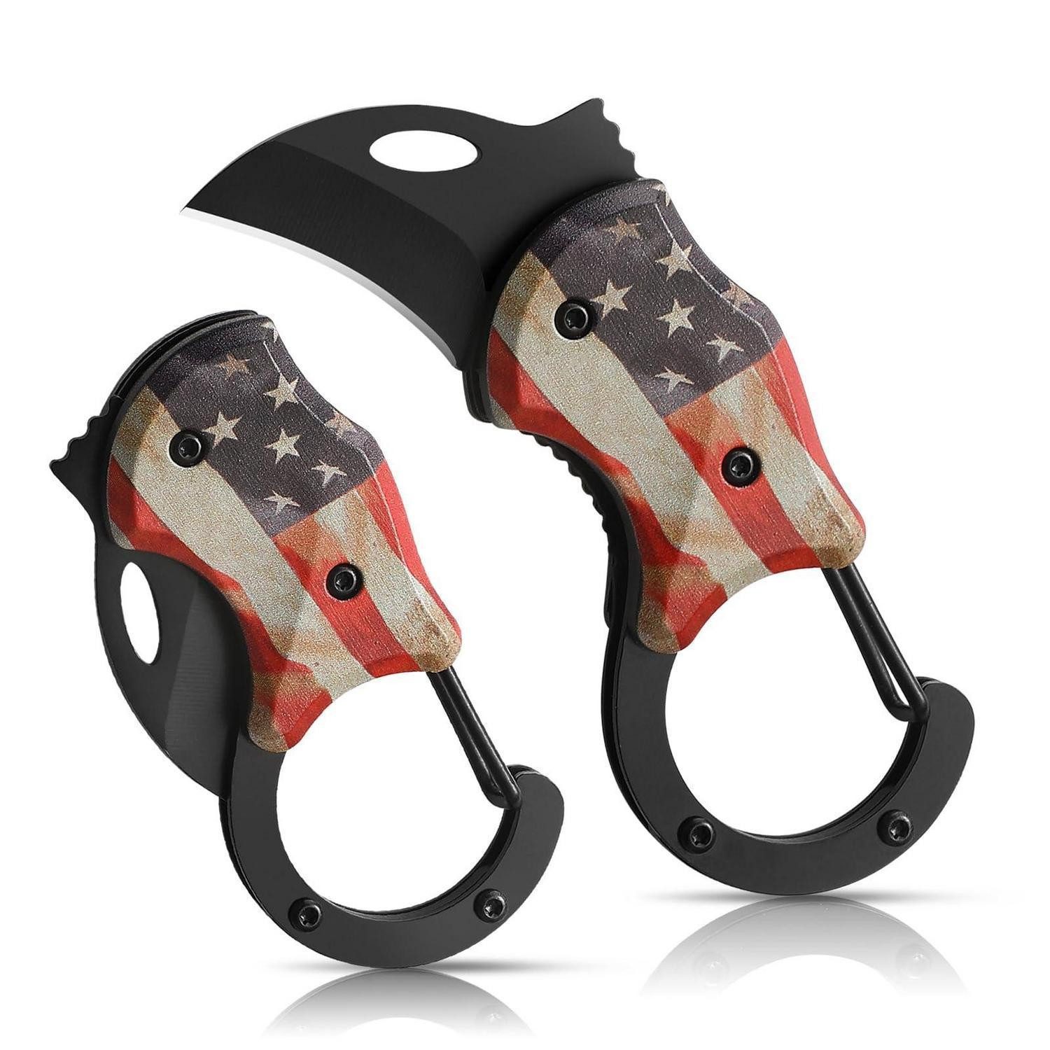 LuxusKollektion Taschenmesser Klappmesser Mini Schlüsselanhänger Karabiner US-Flagge, (1 St)