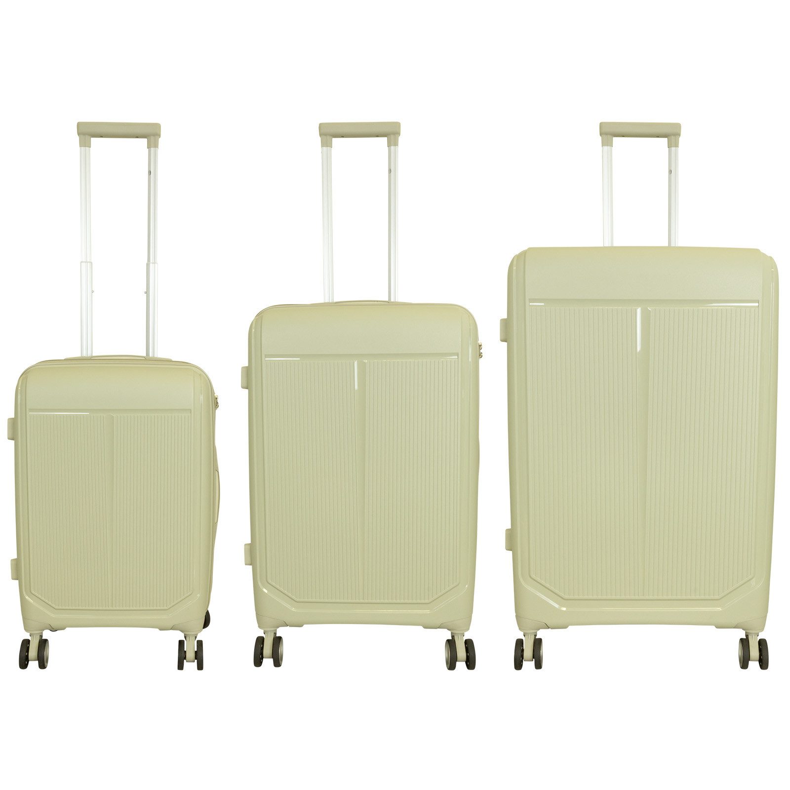 Trendyshop365 Kofferset Kofferset 3tlg Antigua, 4 Rollen, (Hartschale, 3 tlg., Zahlenschloss), Polypropylen, extrem robust