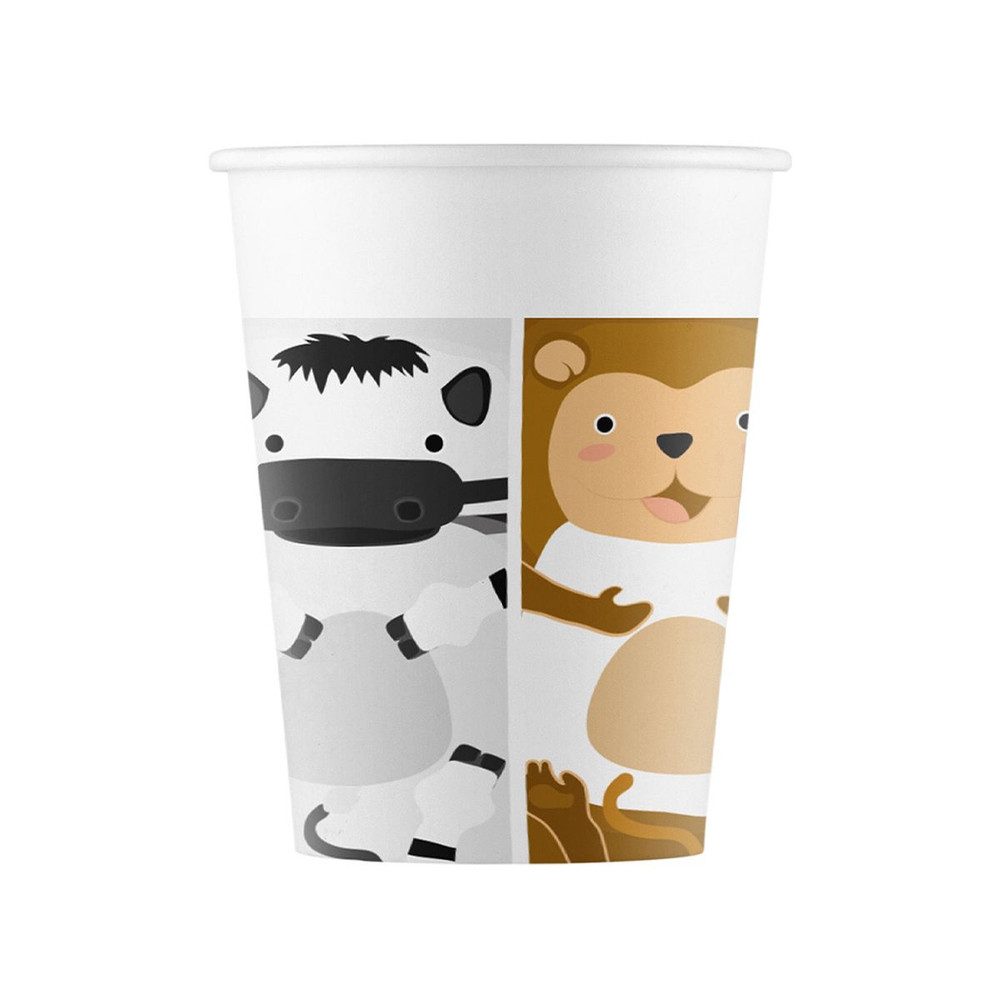 Procos Becher 8 Pappbecher - Zootiere - 200ml, Pappe/Karton
