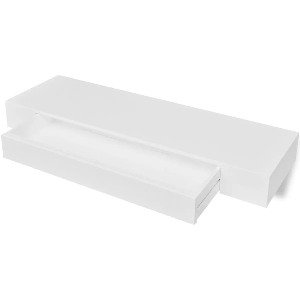 vidaXL Wandregal aus MDF in Weiß mit einer Schublade, LxBxH: 25x80x8 cm