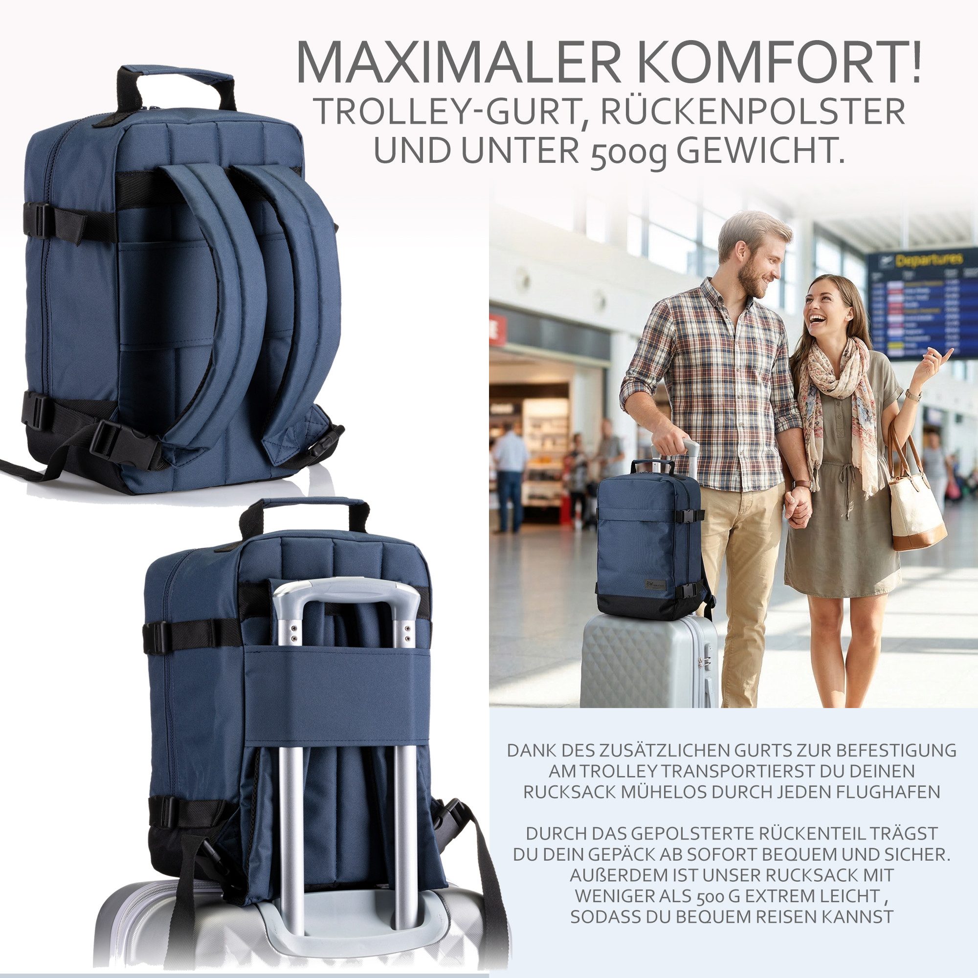 BambiniWelt by Rafael K. Handgepäckkoffer RUCKSACK Handgepäck Boardgepäck 40x20x25 40x30x20 Ryanair Wizzair, 2 Größen verfügbar: 40 x 25 x 20 cm (klein), 40 x 30 x 20 cm (groß)