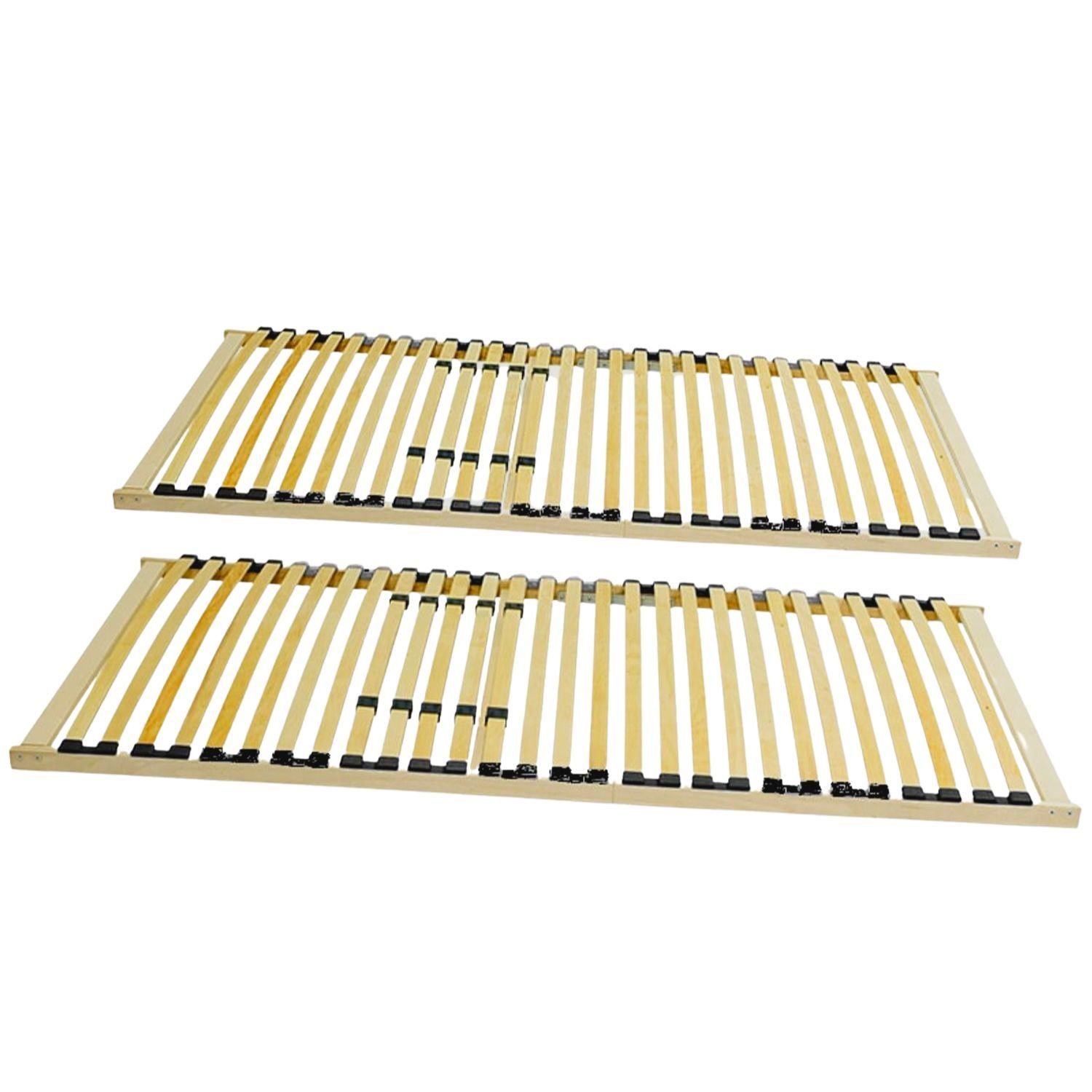 Lattenrost XXL Big Size, Coemo, Kopfteil nicht verstellbar, Fußteil nicht verstellbar, Spar-Set 2 Stück, 90x200 extra stabil, belastbar bis 200 kg, für Doppelbetten 180x200