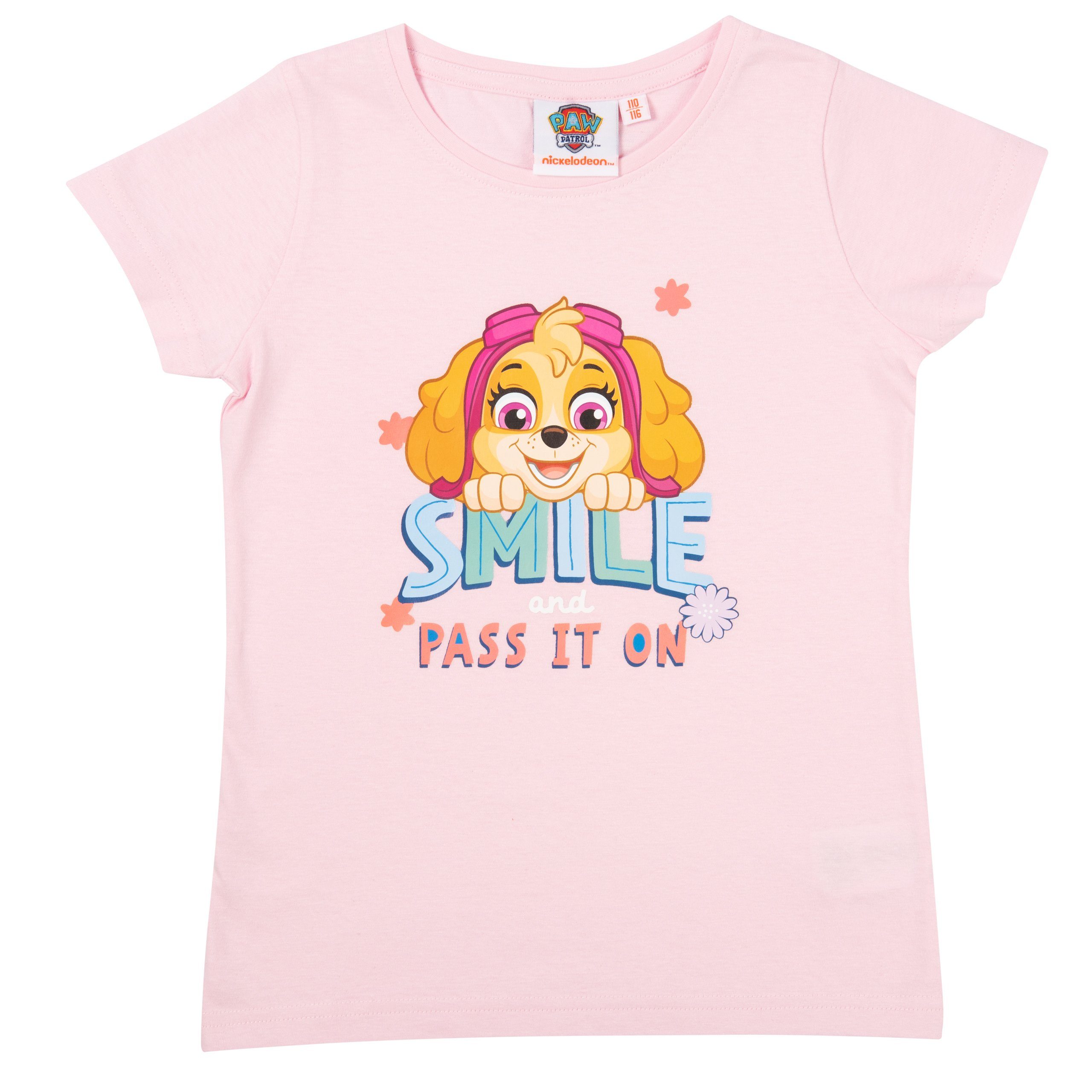 United Labels® T-Shirt Paw Patrol T-Shirt für Mädchen Skye - Smile and pass it on Rosa