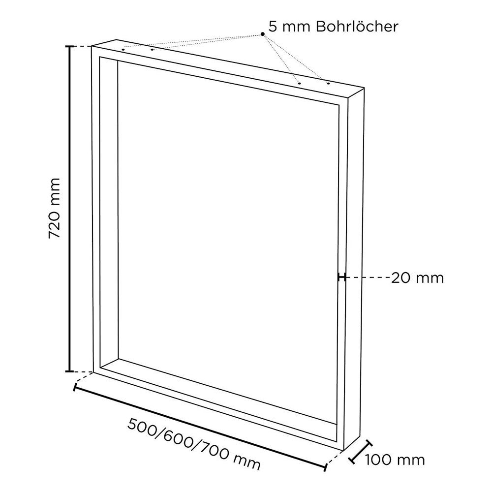 sossai® Tischgestell XXL Breit Schwarz x 100mm Rahmen: Tischkufen 72cm in 50-70cm (2-St), Stahl