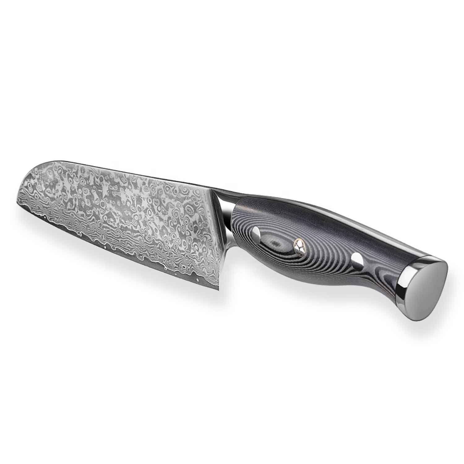 Kochmesser Messer Damast-Klinge Küchenmesser Damastmesser Carbon Muxel Santokumesser