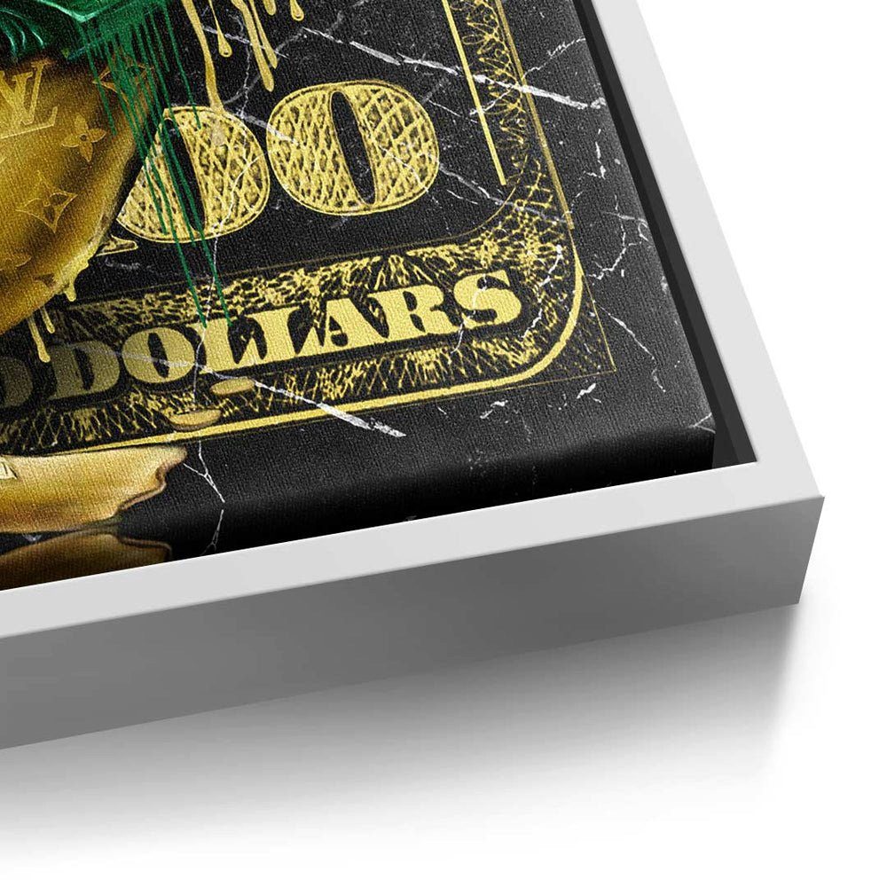 Money Leinwandbild Rahmen Duck - Art Pop DOTCOMCANVAS® - Limitiert Geld - More Leinwandbild, weißer