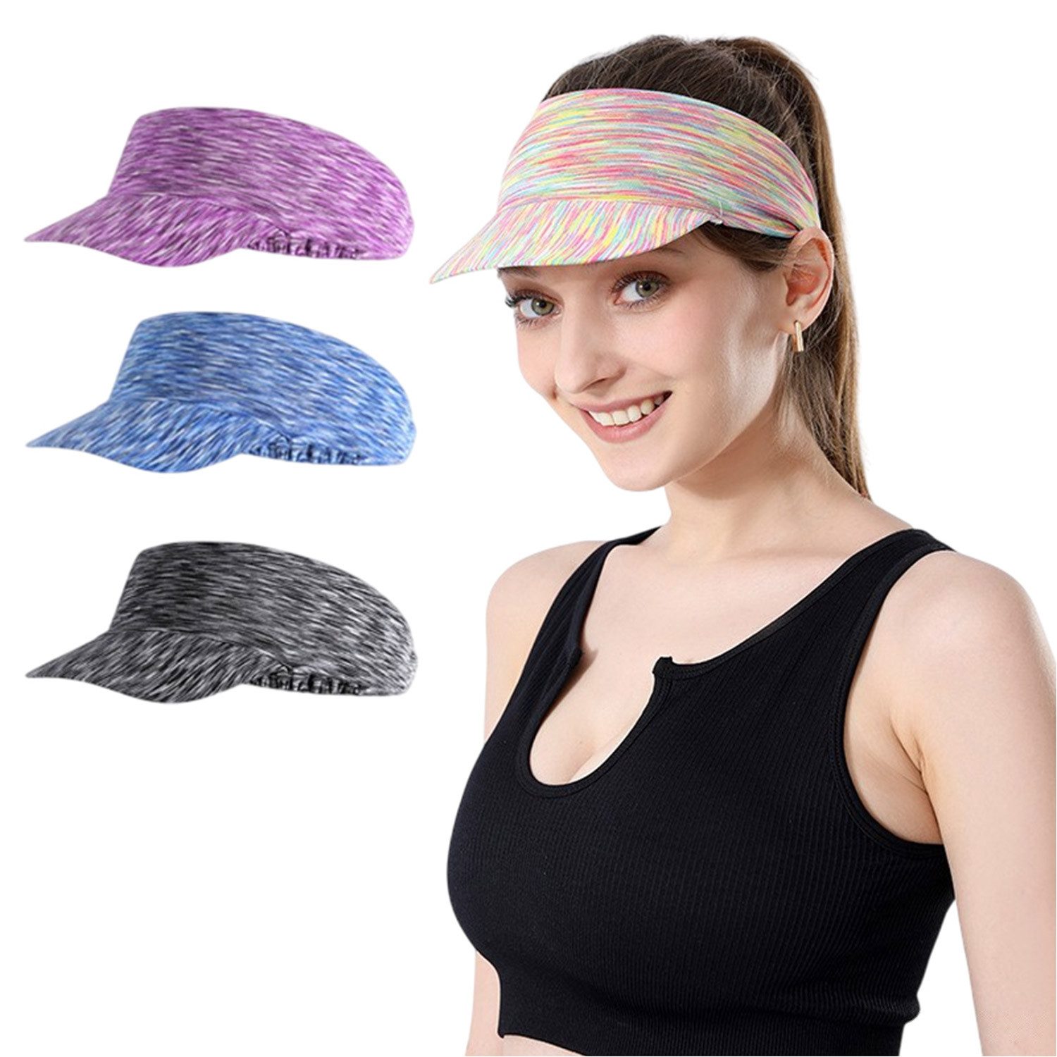 Sonnenhut Damen Sommer Sonnenschild,Mode Schirmmütze,Elastisch,4 Stück