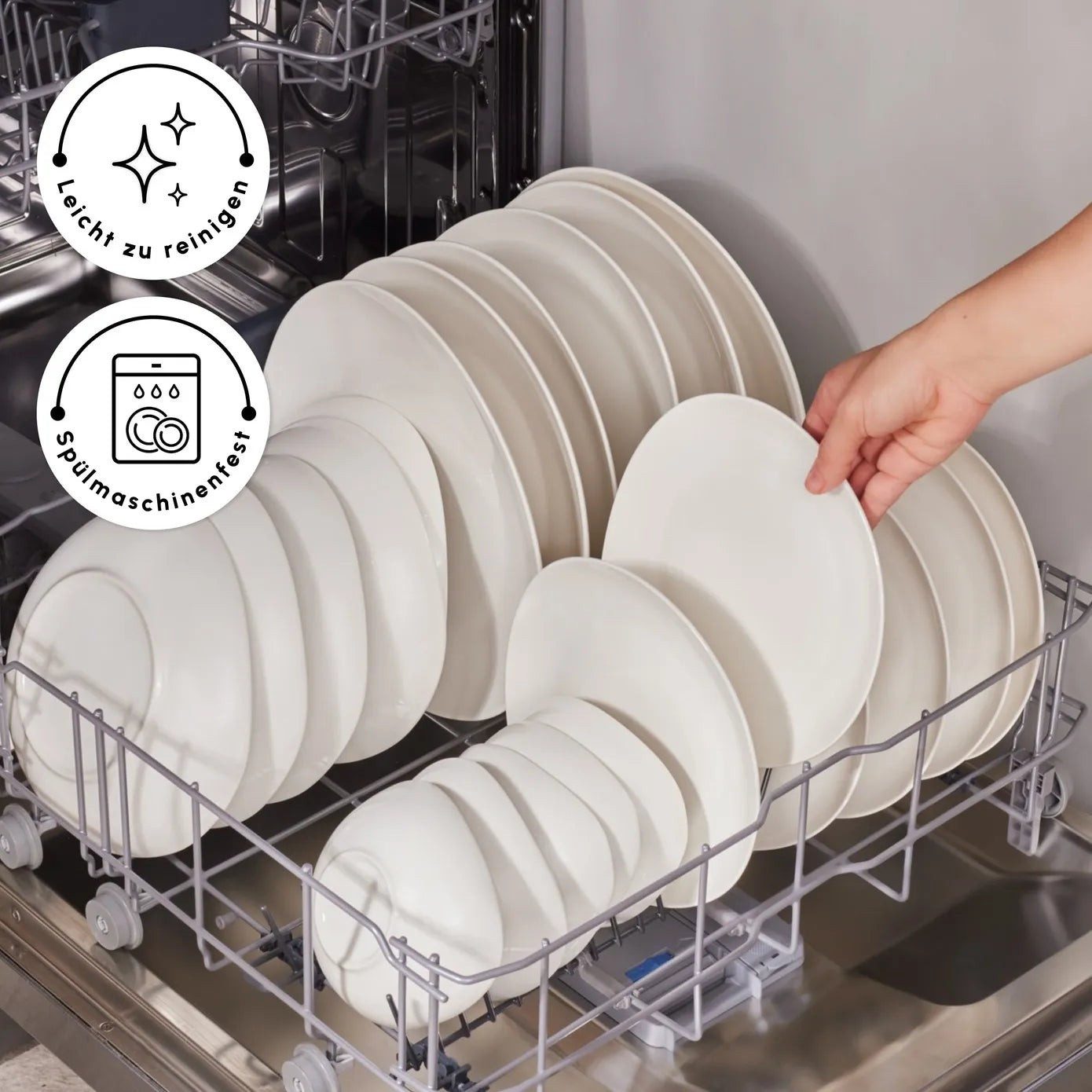 Karaca Geschirr-Set Karaca Streamline Rubicon 24-teiliges Tafelset für 6 Personen, Weiß