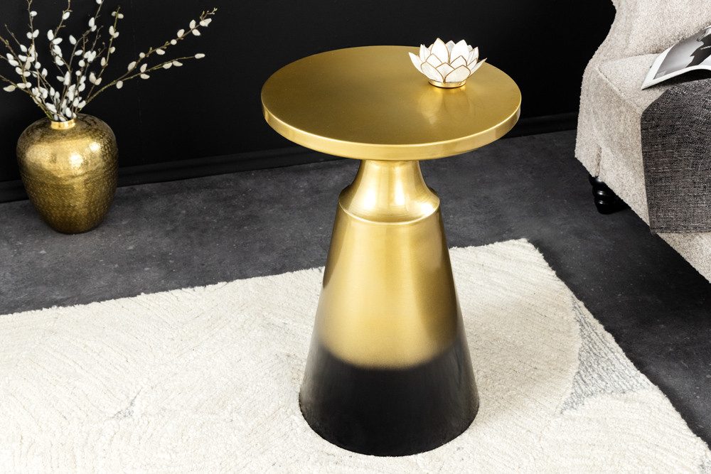 riess-ambiente Beistelltisch ABSTRACT Ø60cm gold (Einzelartikel, 1-St), Wohnzimmer · Metall · rund · Handmade · gebürstet · Design · Säule