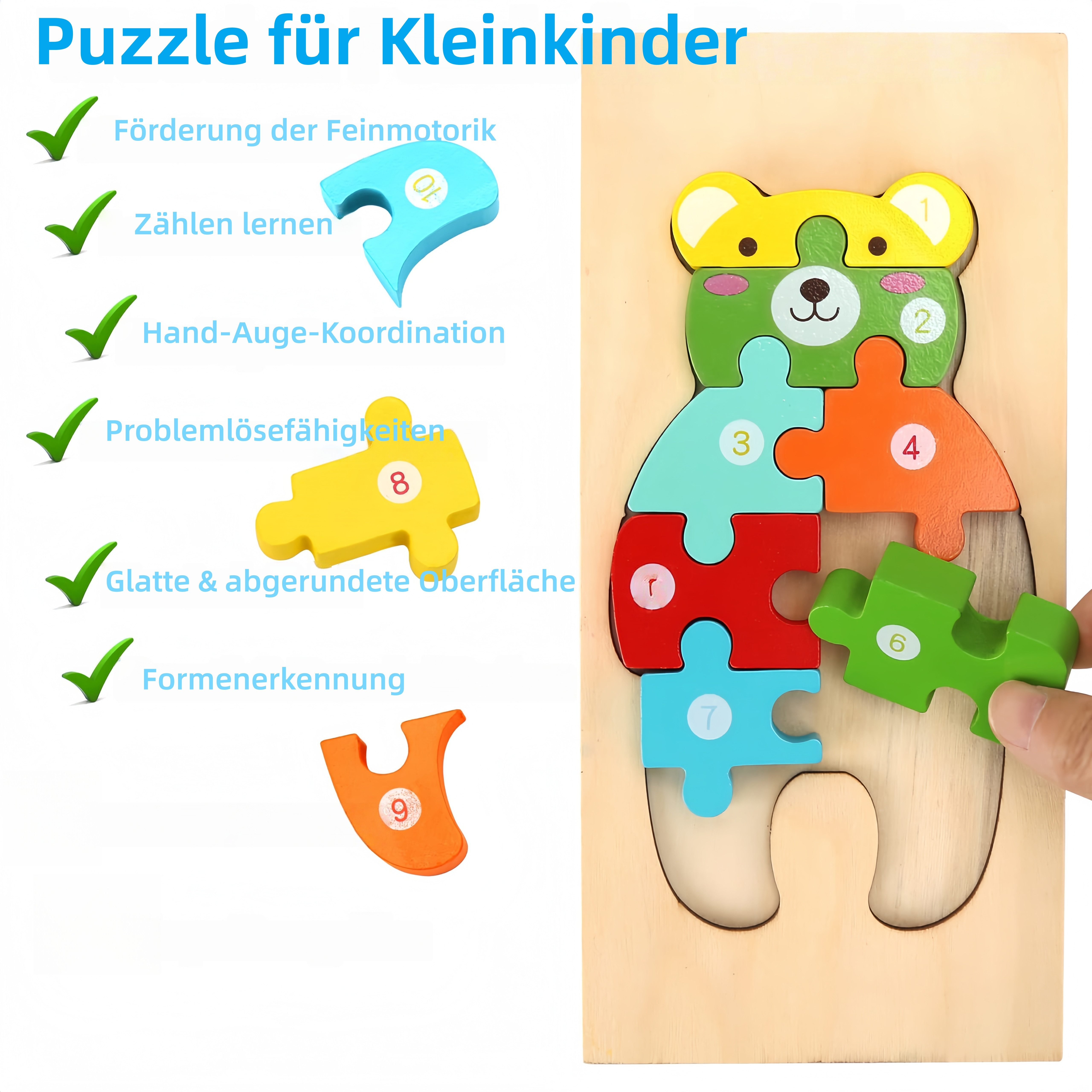 FOUORTUNATE-BEE Lernspielzeug Montessori-Puzzle für Kinder ab 3 Jahren, 4-teiliges Lernspielzeug (4-St), Frühes Lernspiel & Geschenk für Jungen und Mädchen ab 3 – Bild 4 von 5