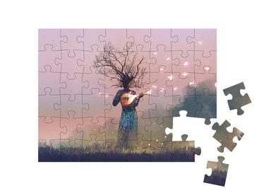 puzzleYOU Puzzle Digitale Illustration: Baum-Kreatur musiziert, 48 Puzzleteile, puzzleYOU-Kollektionen Fantasy