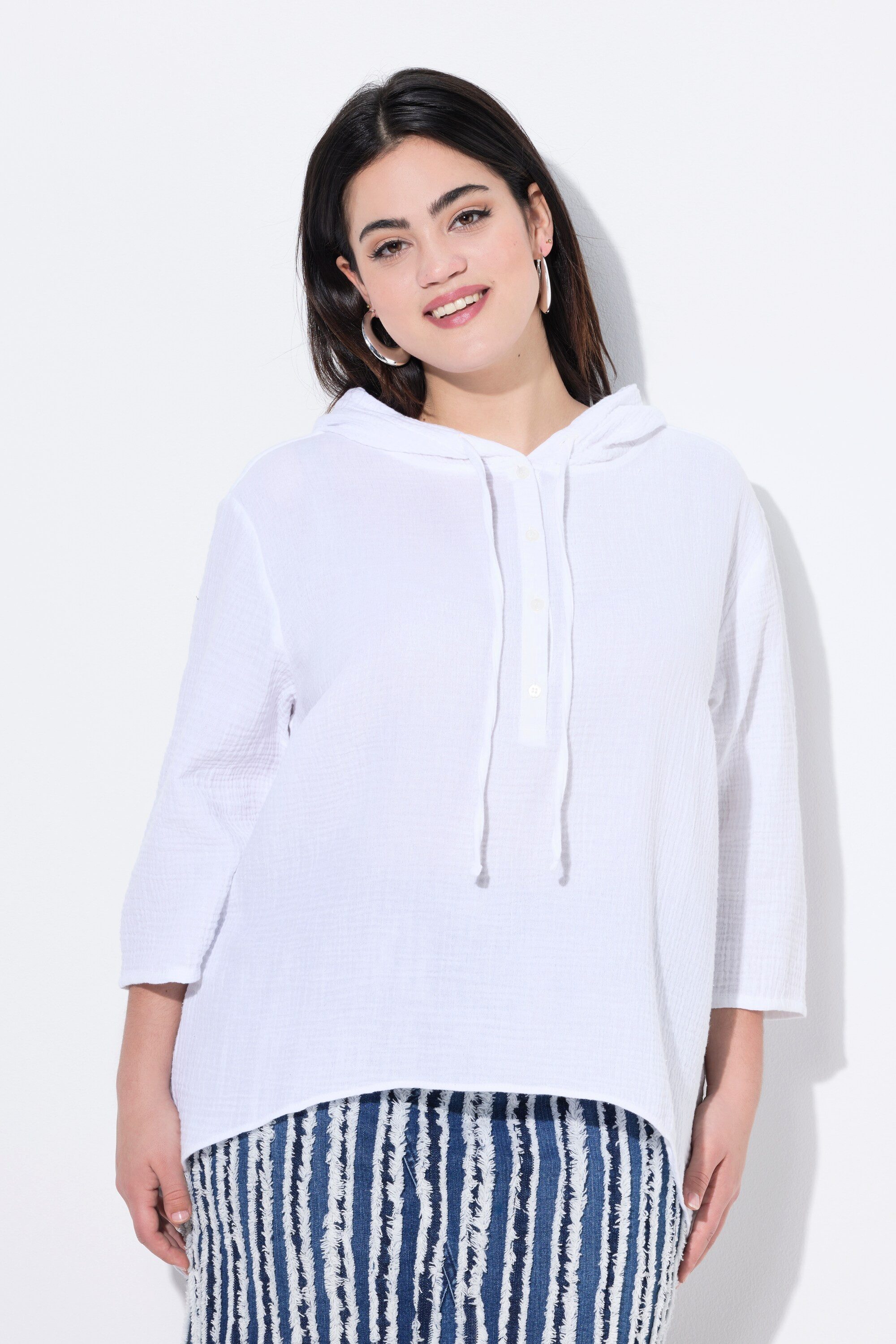 Angel of Style Longbluse Bluse A-Linie Musselin Kapuze günstig online kaufen