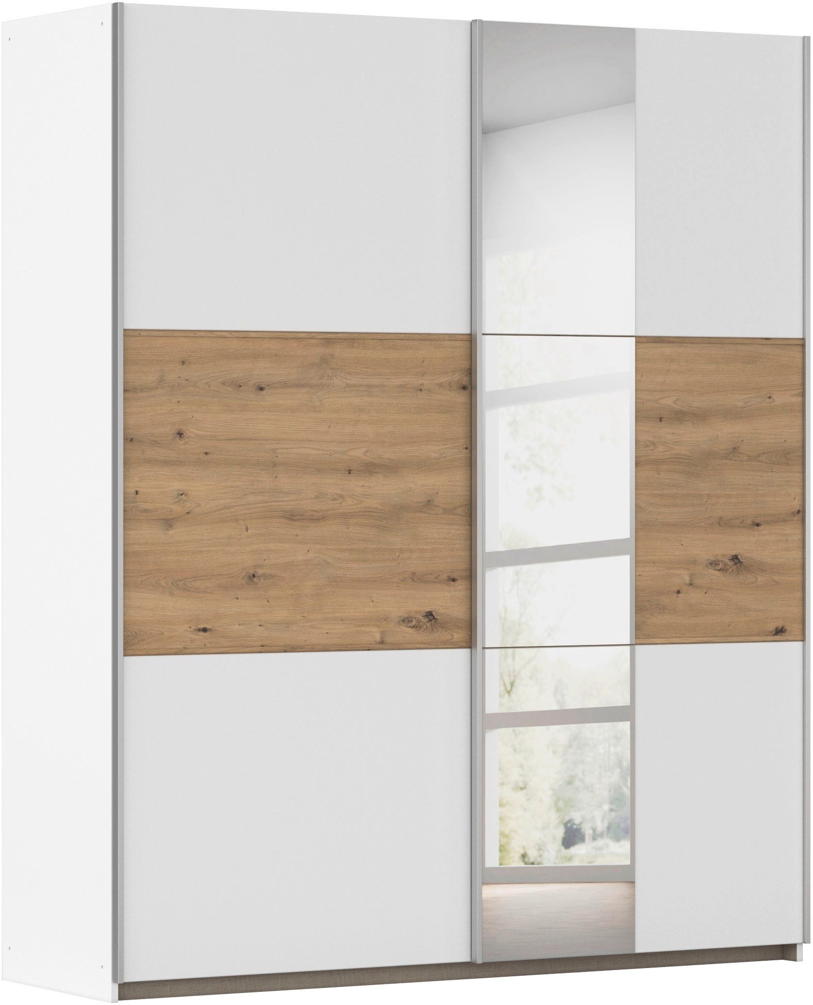 rauch Schwebetürenschrank Kleiderschrank Schrank Garderobe TOPSELLER ASTANA OTTO´s CHOICE (3 Ausstattungen BASIC/CLASSIC/PREMIUM, Breiten 175/218/261 cm) mit 3 Spiegelelementen, Metallgriffleisten alufarbig MADE IN GERMANY