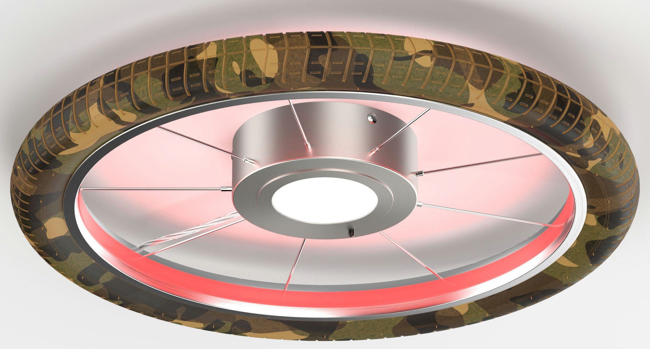 EVOTEC Deckenleuchte Wheel, LED Beleuchtung indirekte Hauptlicht schaltbar Ø 51cm, wechselbar, und getrennt