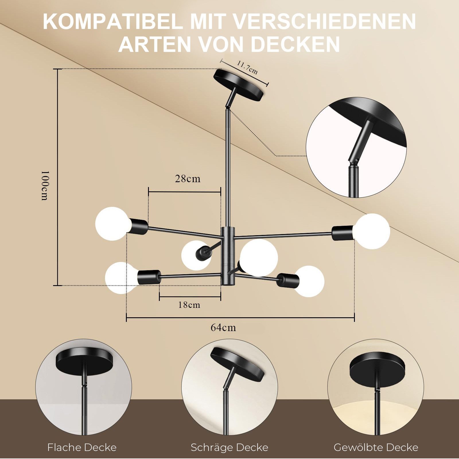 Jibenhome LED Deckenleuchte Drehbare Hängelampe 4/6/8 günstig online kaufen