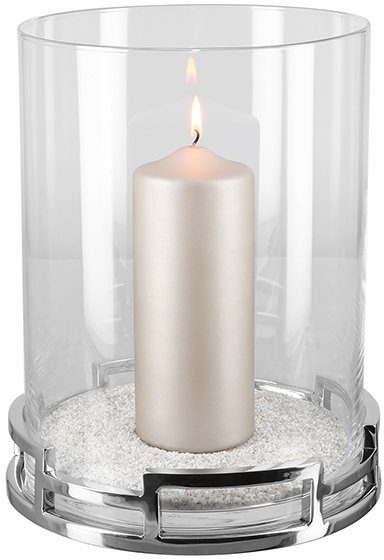 Fink Windlicht Windlicht Kerzenhalter Laterne Kerzenleuchter Glas Metall  silber HOMMAGE Fink, aus Edelstahl und Glas