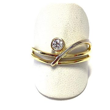 Edelschmiede925 Schmuckset feiner Schmuckring in 333/- Gelbgold bicolor mit Zirkonia #66