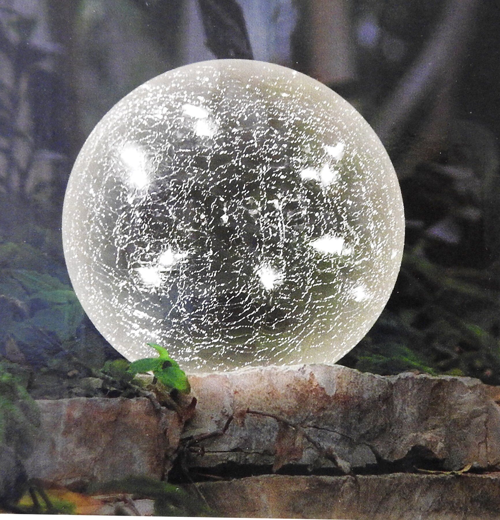 Kynast LED Gartenleuchte, Garten Solarkugel Crackle Glas Ø 15cm